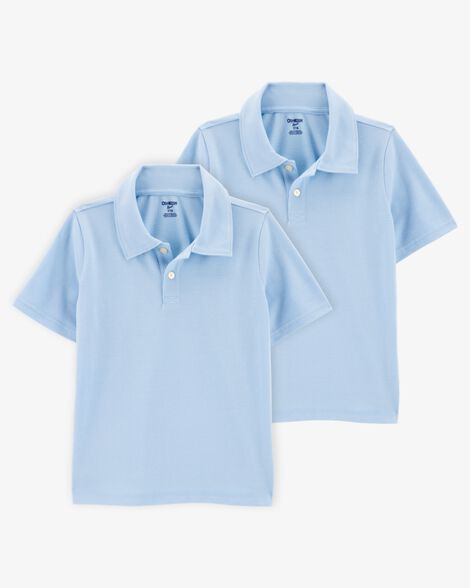  Product image 1 of Kid 2-Pack Pique Uniform Polo Shirts - Light Blue