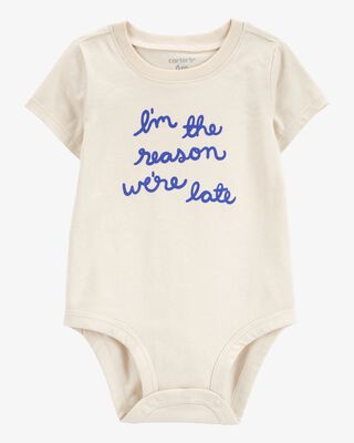 Product image 1 of Baby "Reason We're Late" Short-Sleeve Bodysuit - Ivory