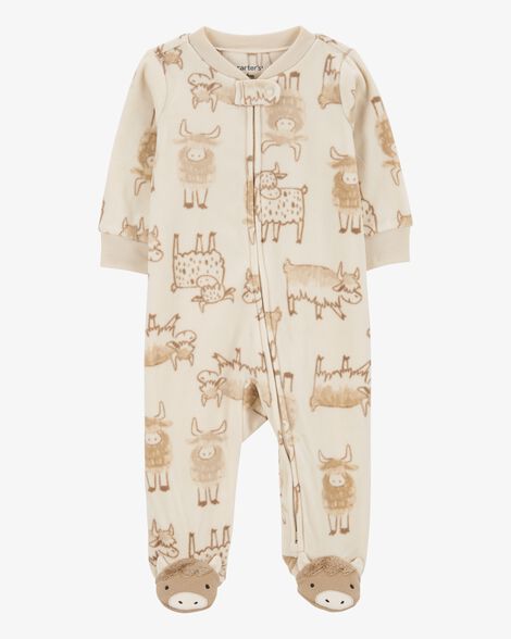  Product image 1 of Baby Highland Cow 2-Way Zip Fleece Sleep & Play Pajamas