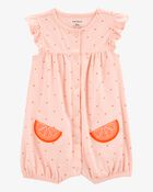 Baby Girl Cotton Short-Sleeve Romper - Orange