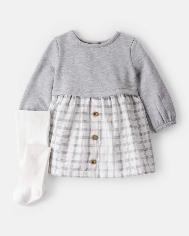 Baby Girl 3-Piece Thanksgiving Print Dress Set - White/Brown