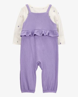 Product image 2 of Baby 2-Piece Long-Sleeve Tee & Coverall Set - Purple