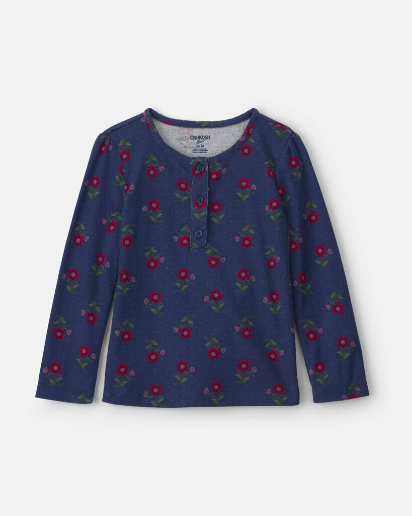 OshKosh B'gosh Toddler Girl Floral Long-Sleeve Top 2T Navy Blue