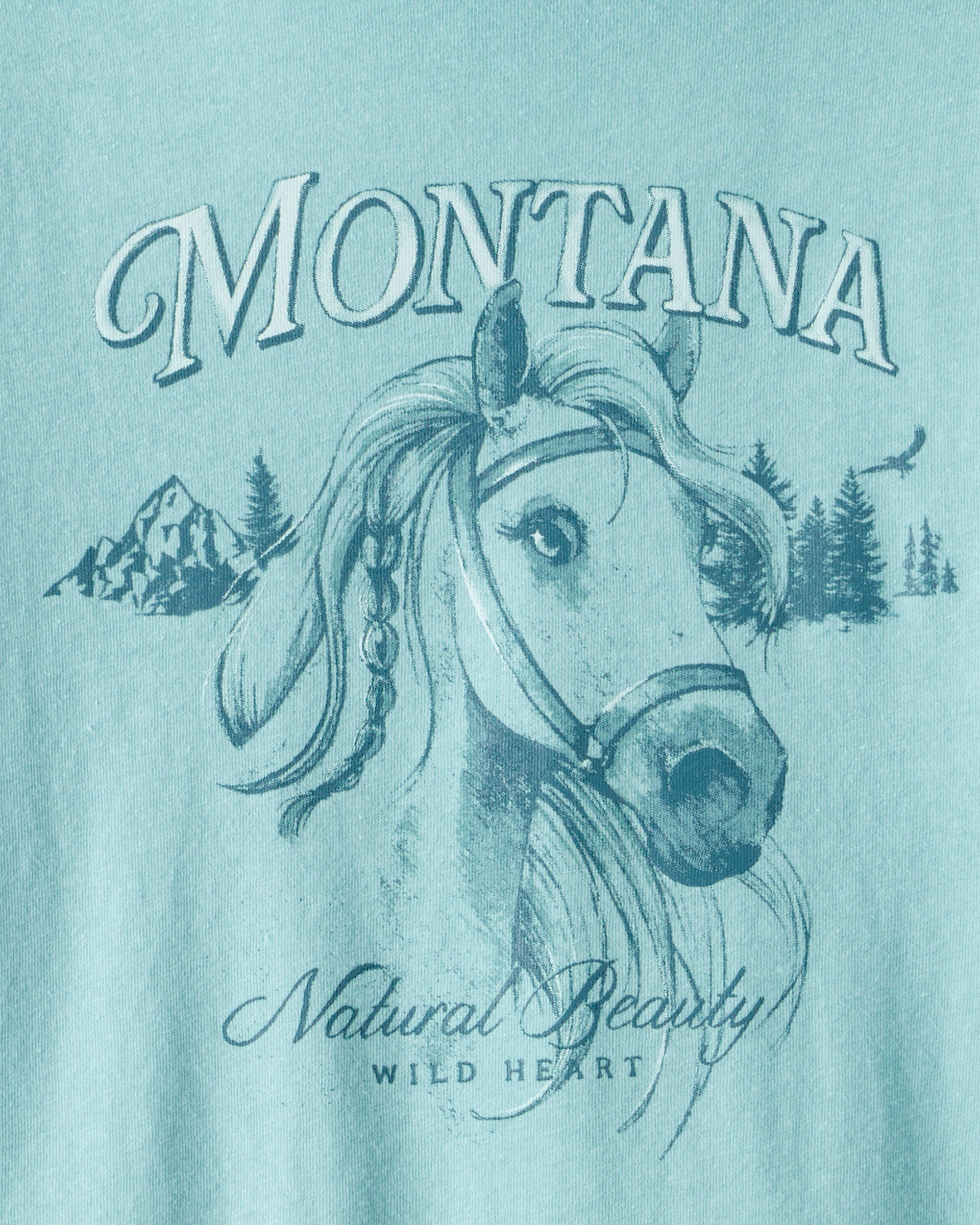 Girls Montana Western Horse Long-Sleeve Graphic Tee - Blue