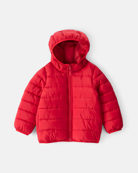 baby boy midweight packable puffer - red