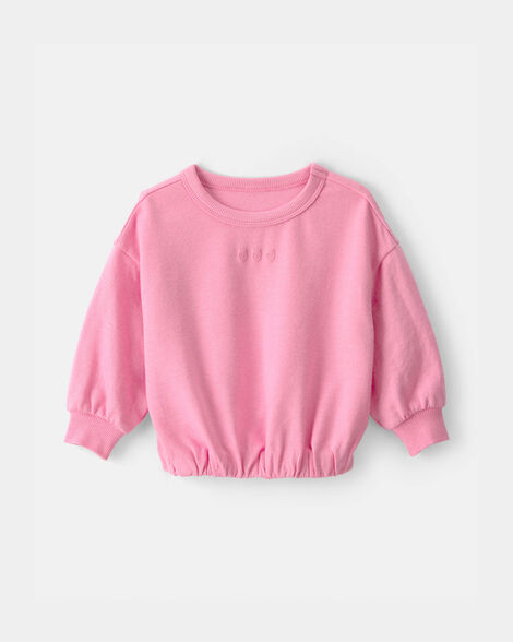 baby girl strawberry french terry pullover sweatshirt - pink