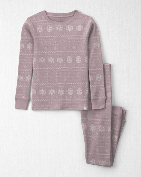 Girls 2-Piece Fair Isle Waffle Knit Pajamas Made with Organic Cotton