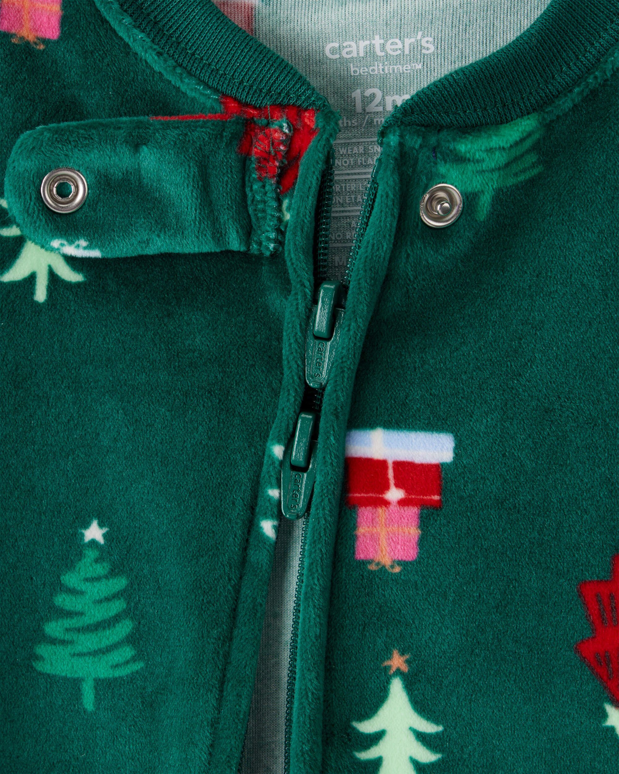 Baby Green Trees Velour Long-Sleeve Snug Fit 1-Piece Pajamas