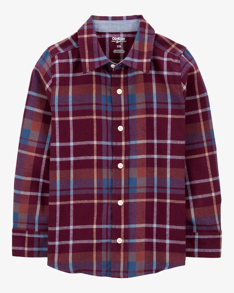  Product image 1 of Kid Plaid Cotton Long-Sleeve Button-Down Shirt - Plaid