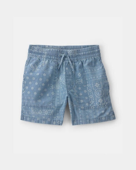 Boys Bandana Floral Chambray Short - Blue