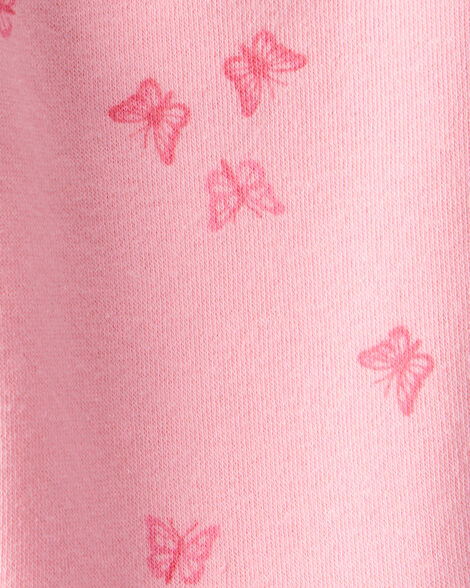 Product image 3 of Baby Girl Butterfly Print Fleece Drawstring Joggers - Pink