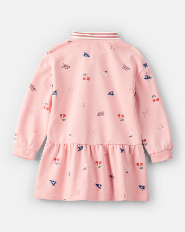Product image 2 of Toddler Girl Art Print Collared Long-Sleeve Dress - Pink