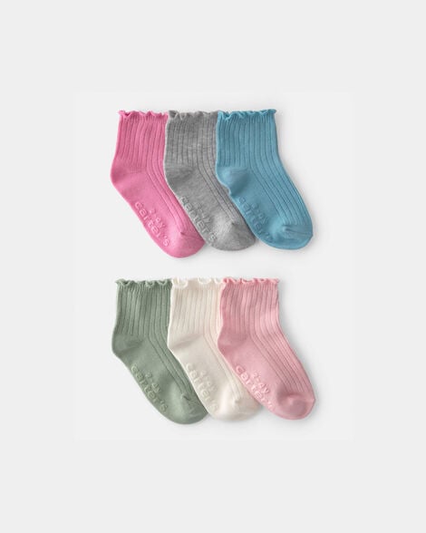 toddler girl 6-pack lettuce edge ankle socks