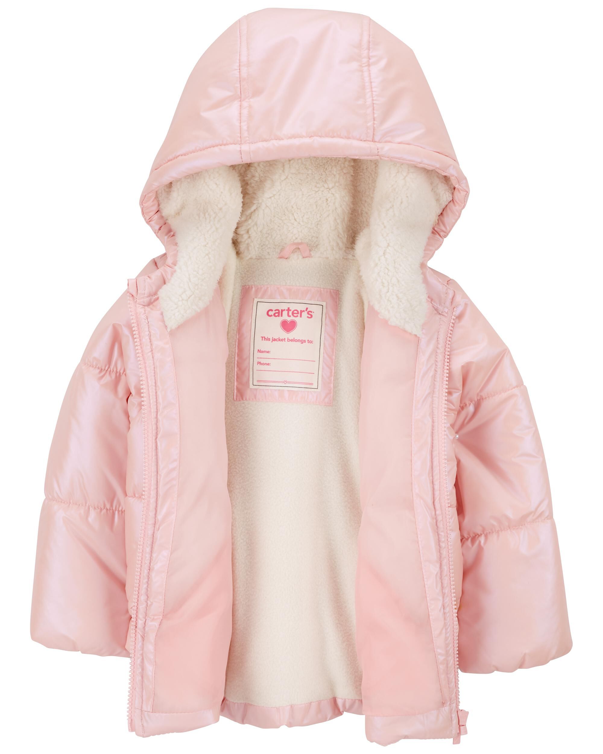 Toddler pink puffer coat discount