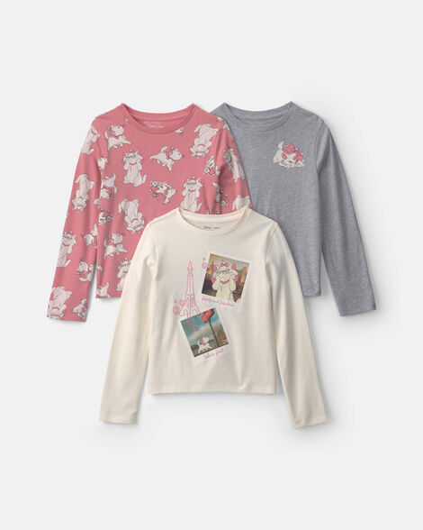 girls 3-pack disney© marie long-sleeve multipack tops