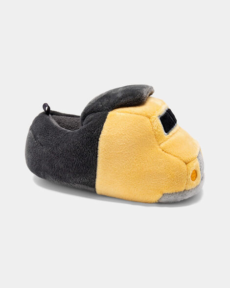 toddler boy truck slippers - yellow/grey