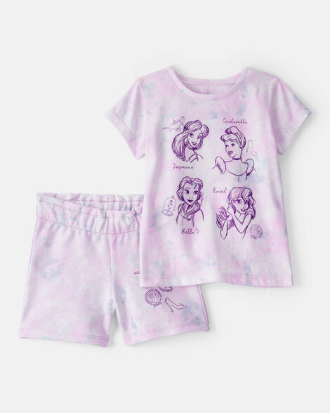 baby girl 2-piece disney princess outfit set - pink