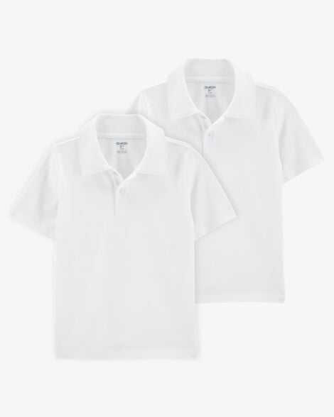  Product image 1 of Kid 2-Pack Pique Uniform Polo Shirts - White