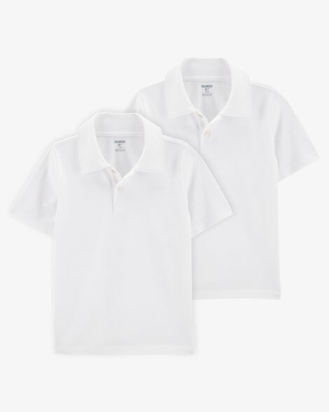 Product image 1 of Kid 2-Pack Pique Uniform Polo Shirts - White