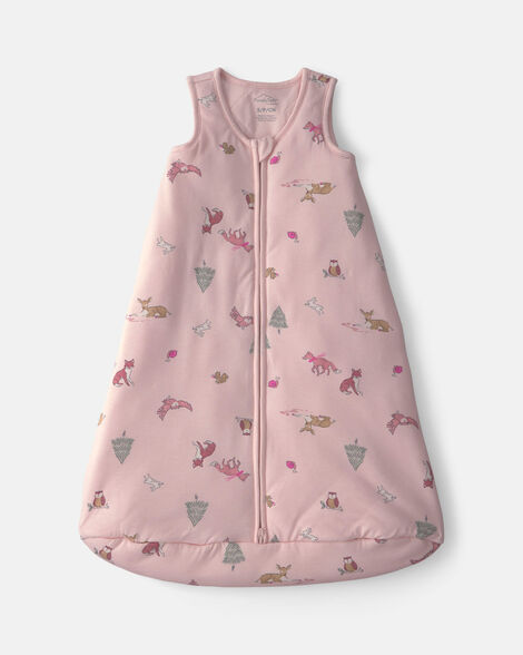 baby girl woodland 2-way zip purelysoft™ wearable blanket - pink