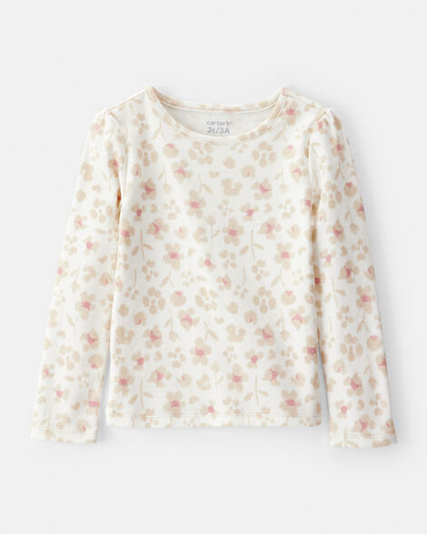Toddler Girl Floral Velour Dress Set - Tan