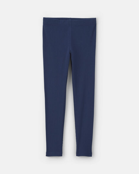 girls pull-on stretch rib leggings - navy blue