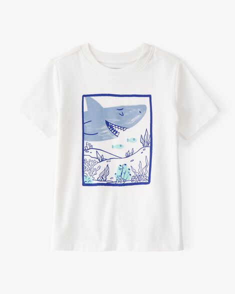  Product image 1 of Toddler Shark Short-Sleeve Graphic Tee - Ivory