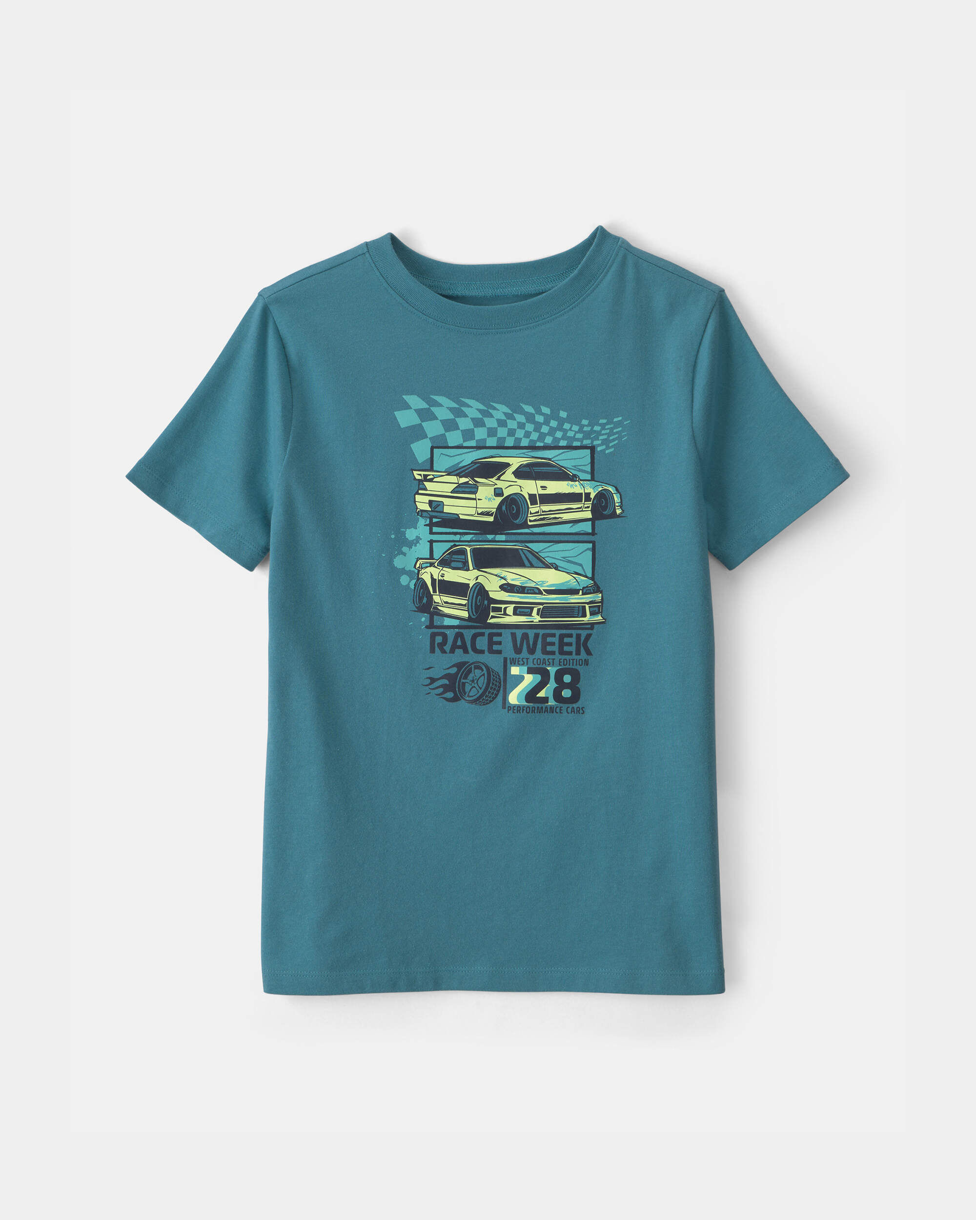 Carters boys race car graphic tee L Blue 7$