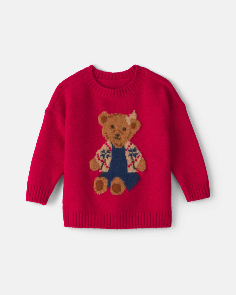 Oshkosh Baby Girls Crew Neck Long Sleeve Pullover Sweater, 9 Months, Red