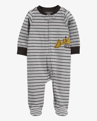 Product image 1 of Baby Construction 2-Way Zip Cotton Blend Sleep & Play Pajamas