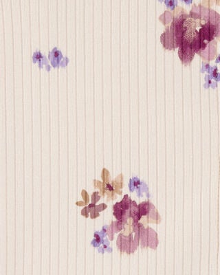 Product image 2 of Kid Floral Print Button-Down Ribbed Tank - Ivory