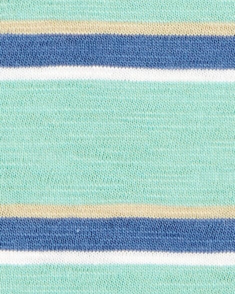 Product image 2 of Baby Striped Cotton Blend Short-Sleeve Henley - Green