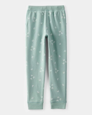 Product image 2 of Girls Butterfly Print Fleece Drawstring Joggers - Green