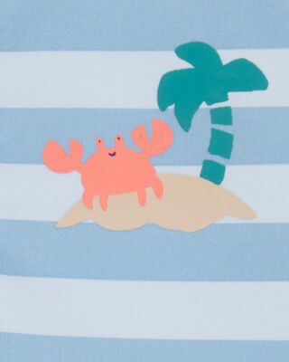 Product image 2 of Baby 1-Piece Striped Long-Sleeve Rashguard Swimsuit - Blue