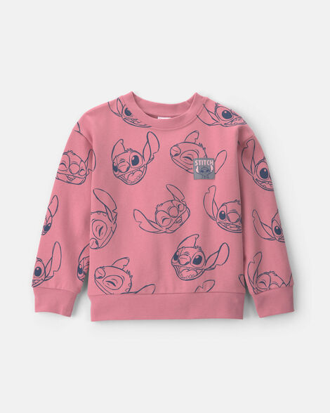 girls disney© stitch fleece pullover sweatshirt - pink