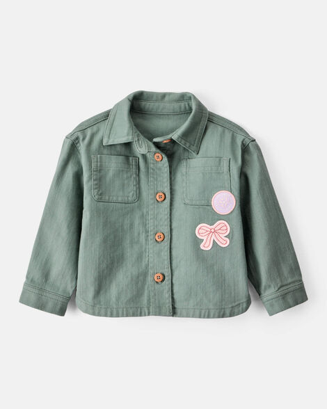  Product image 1 of Baby Girl Patchwork Cotton Long-Sleeve Utility Fashion Jacket - Green