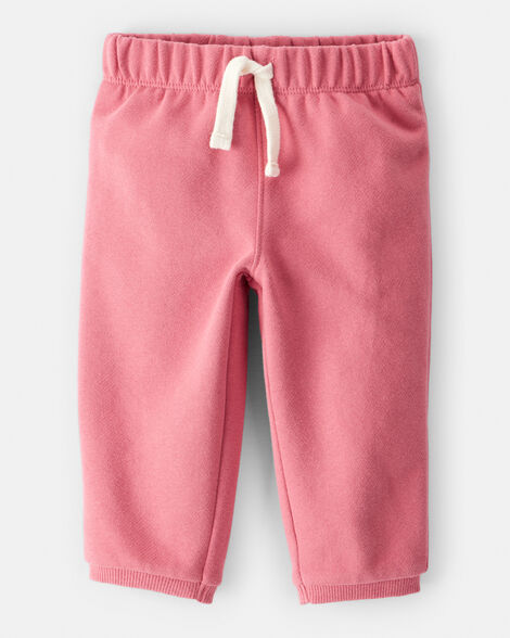 baby girl daydream fleece pull-on pants - pink