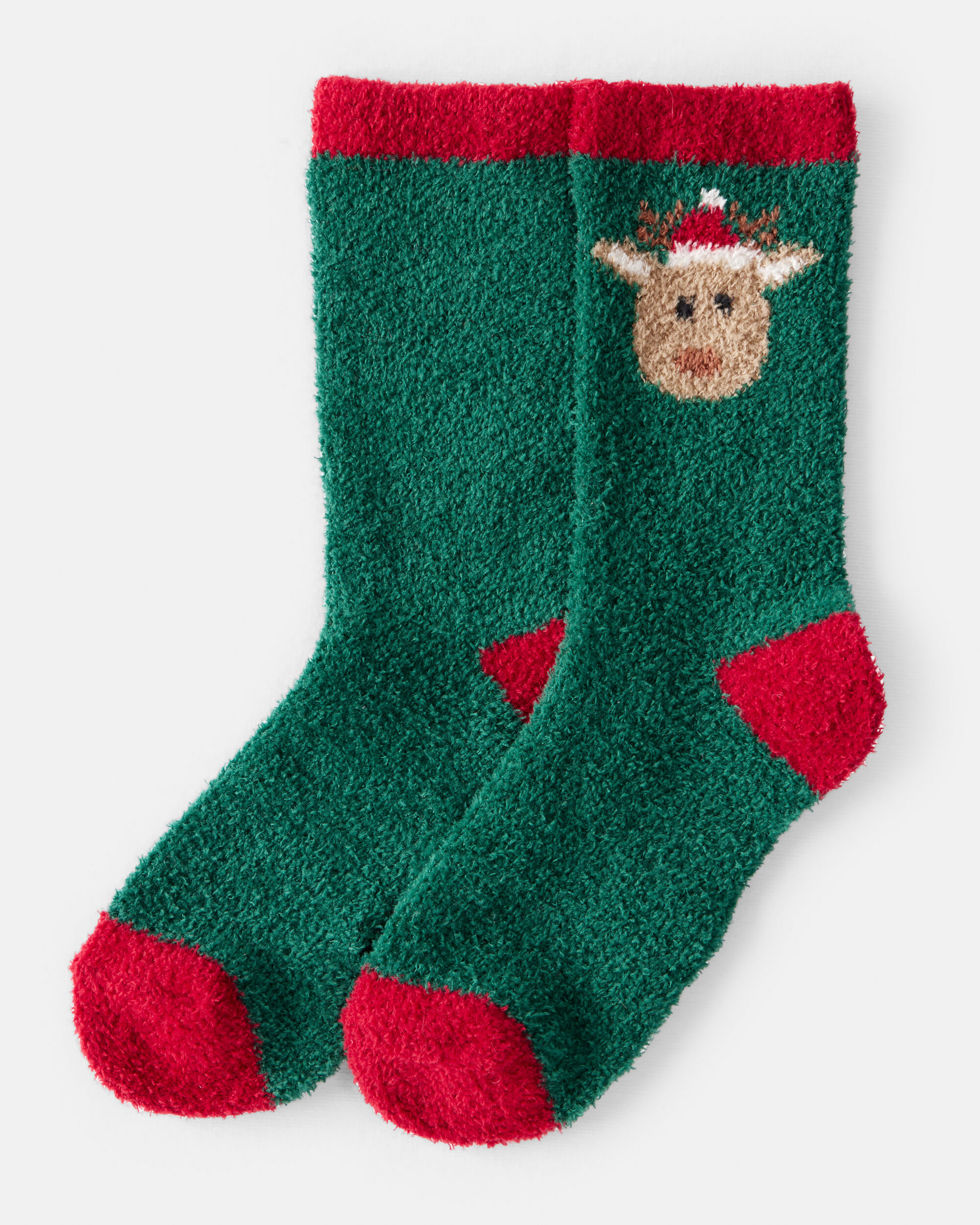 Kid Reindeer Cozy Socks - Green
