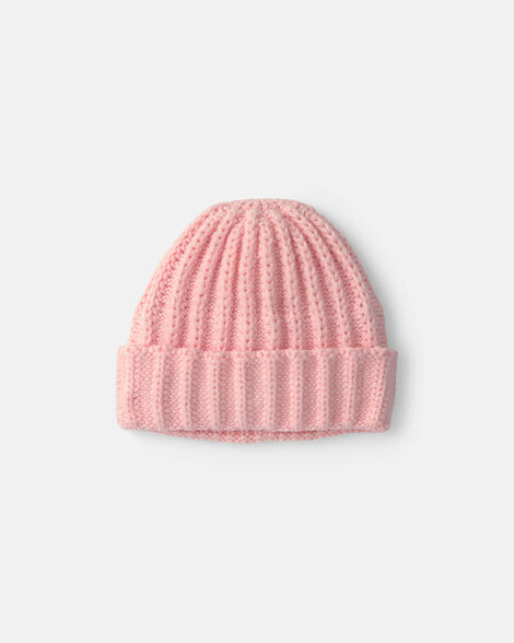 baby girl ribbed beanie - light pink