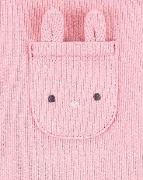 Baby 2-Piece Floral Bunny Long-Sleeve Tee & Coverall Set - Pink
