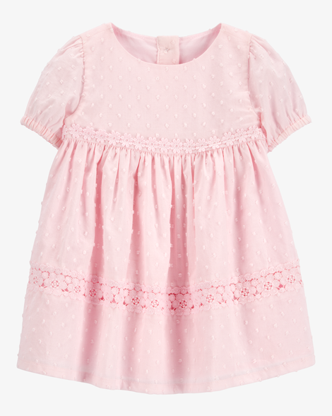 Baby Textured Babydoll Dress- Pink