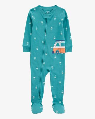 Product image 1 of Baby Car Polka Dot Snug Fit Cotton Footie 1-Piece Pajamas - Turquoise