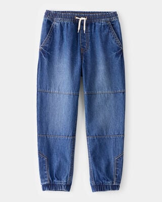 Product image 1 of Kid Tapered Iconic Denim Drawstring Joggers - Medium Wash