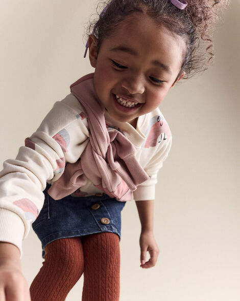 Toddler Girl Rainbow Paperbag Sweatshirt - Cream