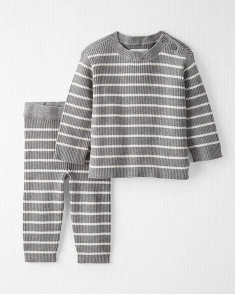  Product image 1 of Baby Organic Cotton Rib Sweater Knit Set in Stripes