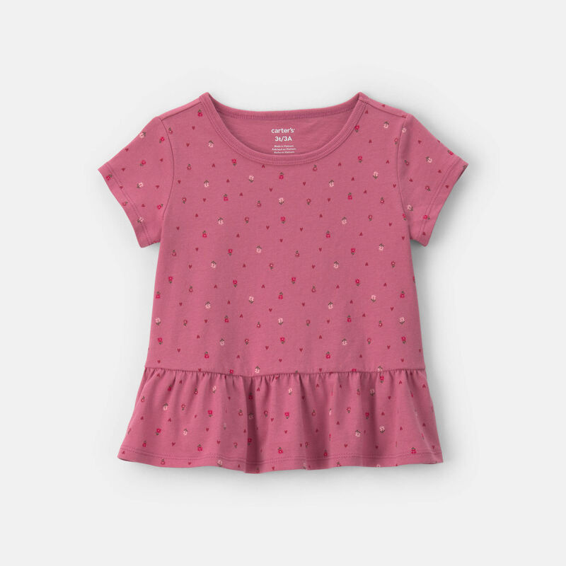 Toddler Girl Floral Peplum Top - Pink