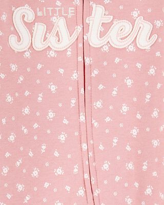 Product image 2 of Baby Little Sister 2-Way Zip Cotton Sleep & Play Pajamas - Pink