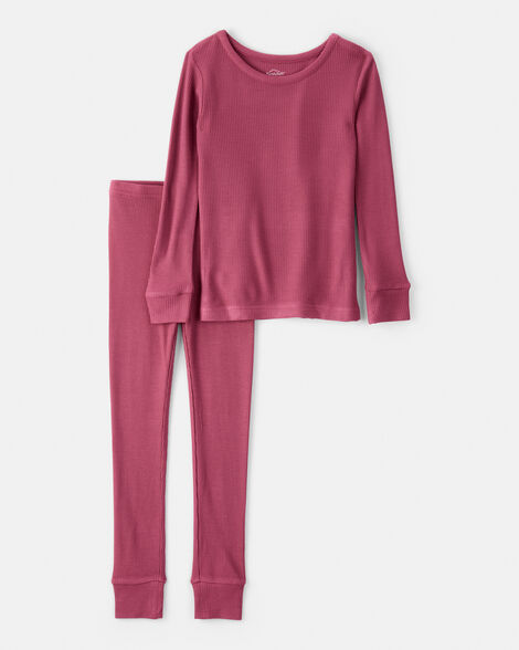 girls purelysoft long-sleeve 2-piece pajamas - burgundy