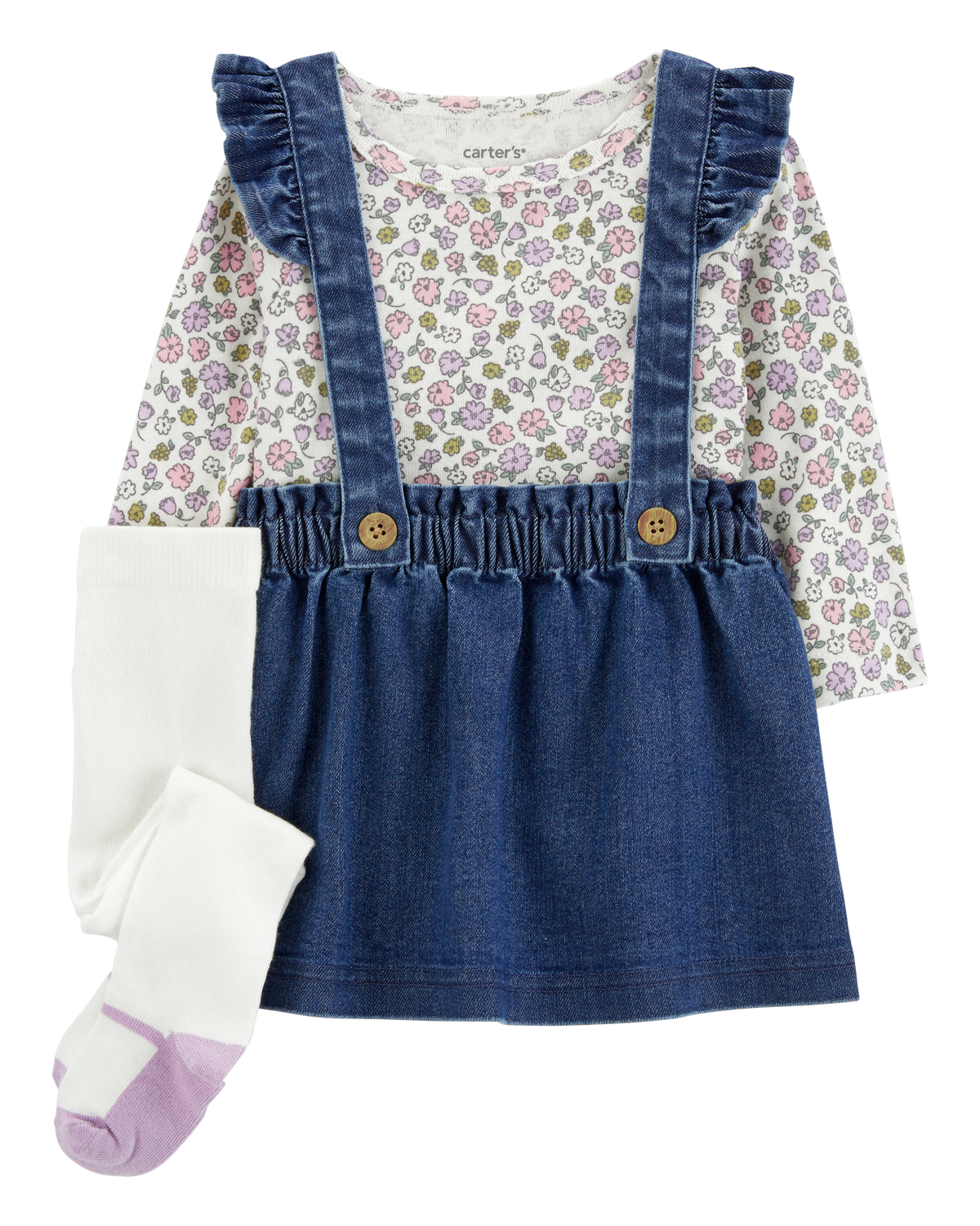 Baby 3-Piece Floral Long-Sleeve Tee & Jumper Set - Carter's