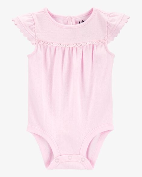 Product image 1 of Baby Pointelle Short-Sleeve Bodysuit - Pink